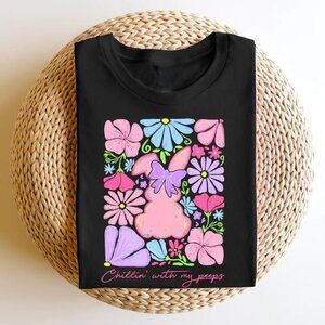Graphic Floral Bunny Shirt, Easter Day Gift